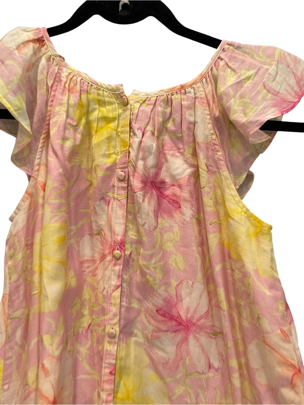 LoveShackFancy Pink Floral Flutter-Sleeve dress for Kids 2/8yrs
